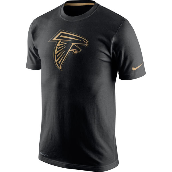 Men NFL NIKE ATLANTA FALCONS BLACK CHAMPIONSHIP DRIVE GOLD COLLECTION PERFORMANCE TSHIRT->nfl t-shirts->Sports Accessory